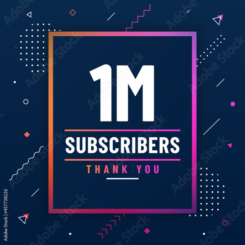 Thank you 1M subscribers, 1000000 subscribers celebration modern colorful design.