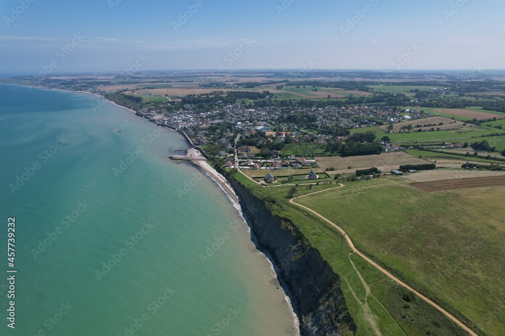 Vue aérienne d'Arromanches, Normandie France
