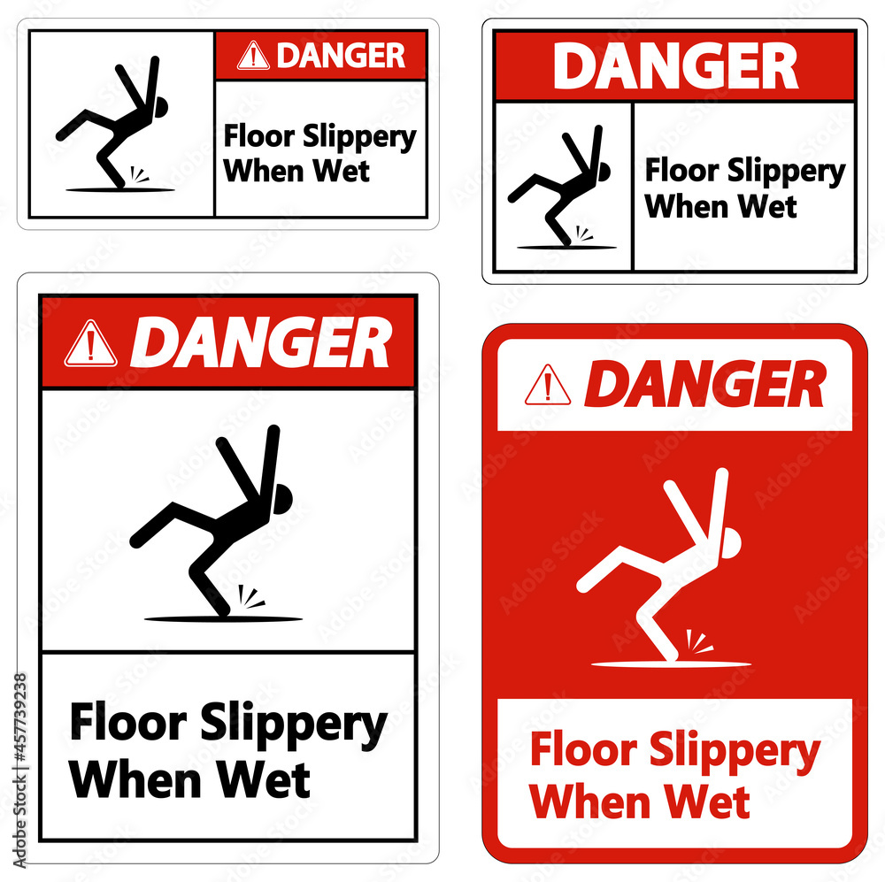Warning Slippery When Wet Sign on white background Warning Slippery When Wet Sign on white background