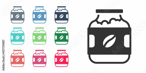 Black Coffee jar bottle icon isolated on white background. Set icons colorful. Vector