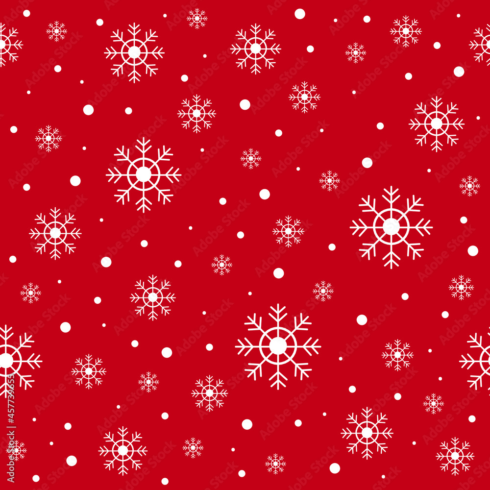 Snowflakes on red background christmas seamless pattern. Vector illustration. Snowflakes on red background christmas seamless pattern. Vector illustration.