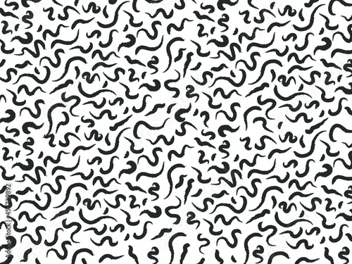 Curly brush stroke vector pattern. Wavy brush stroke abstract pattern. 