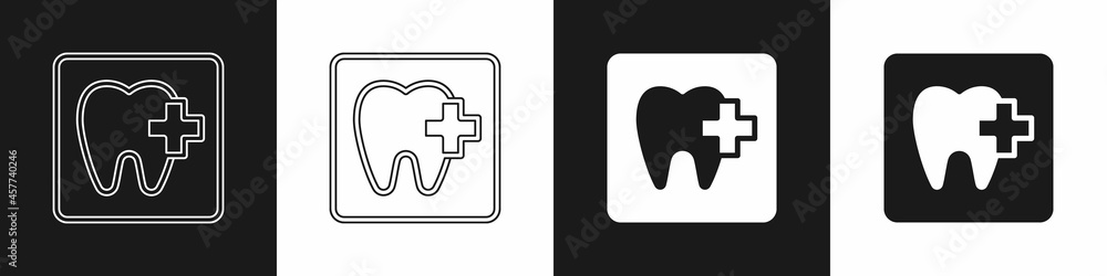 Set Dental clinic location icon isolated on black and white background. Vector Set Dental clinic location icon isolated on black and white background. Vector