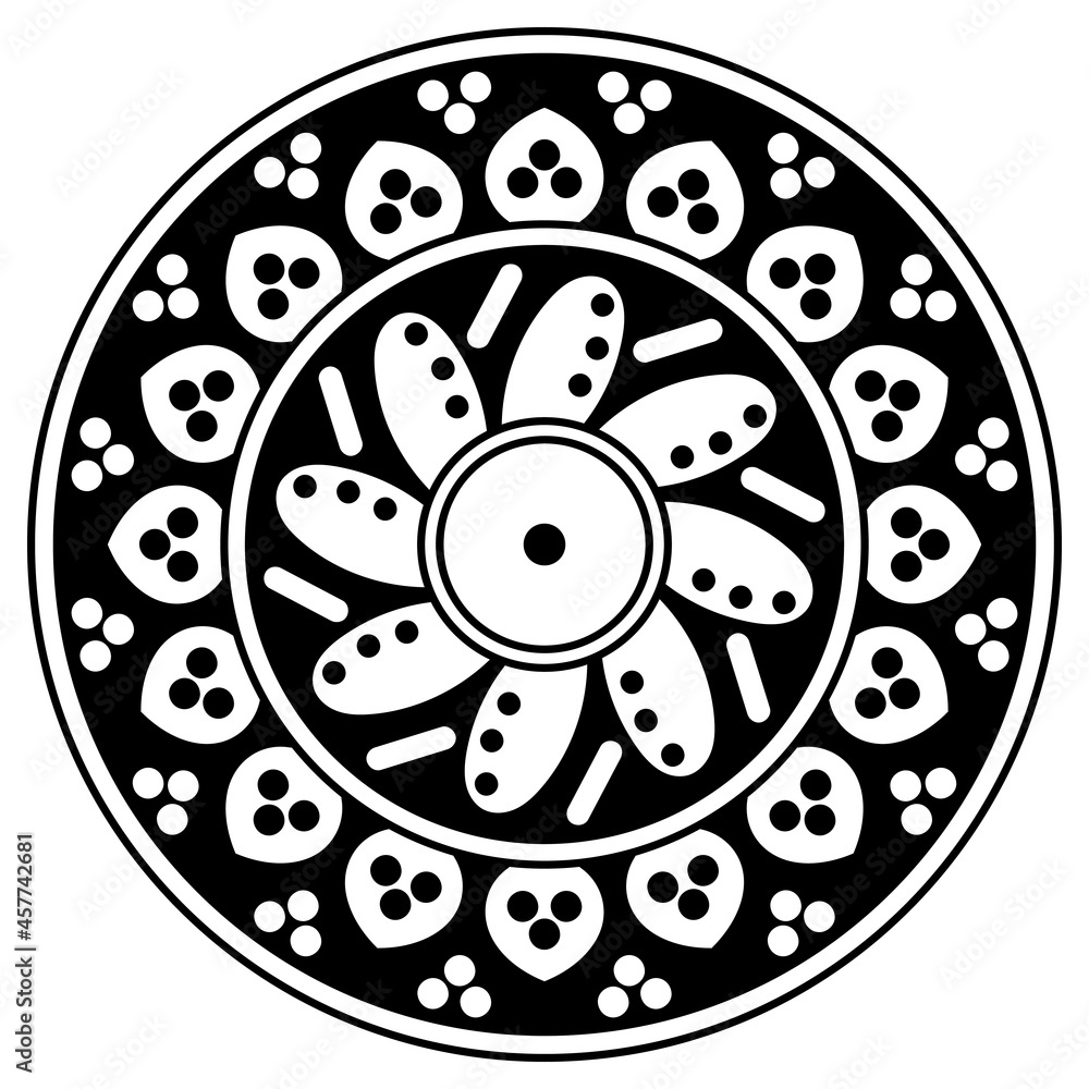 Mandala for coloring book, Indian motifs