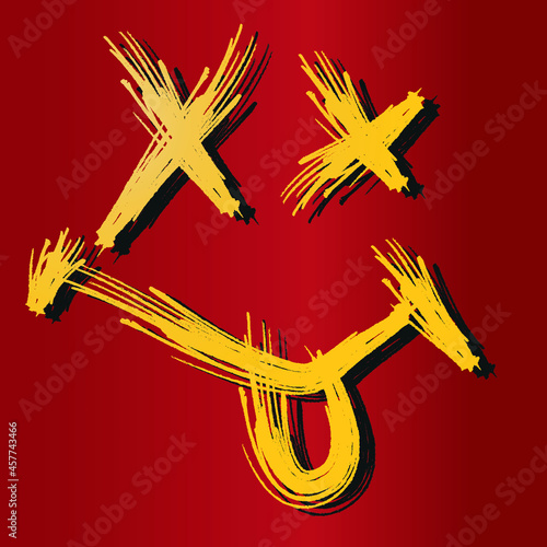 Nirvana Icon logo Poster Drunk Smiley Vector Red Background photo