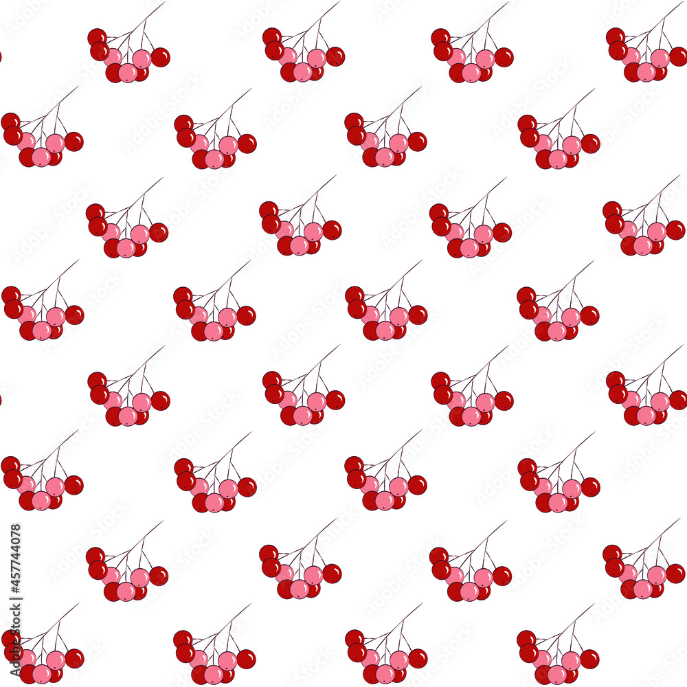 winter vector seamless pattern with branches of red berries on white background winter vector seamless pattern with branches of red berries on white background
