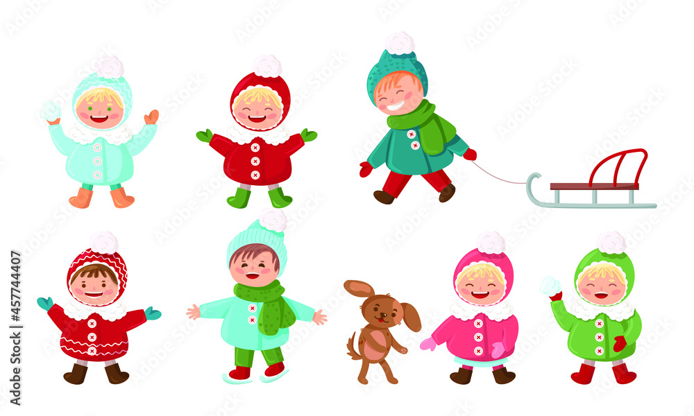 Winter vacations . Christmas eve children vector illustration.