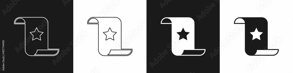 Set Paper check and financial check icon isolated on black and white background. Paper print check, shop receipt or bill. Vector Set Paper check and financial check icon isolated on black and white background. Paper print check, shop receipt or bill. Vector