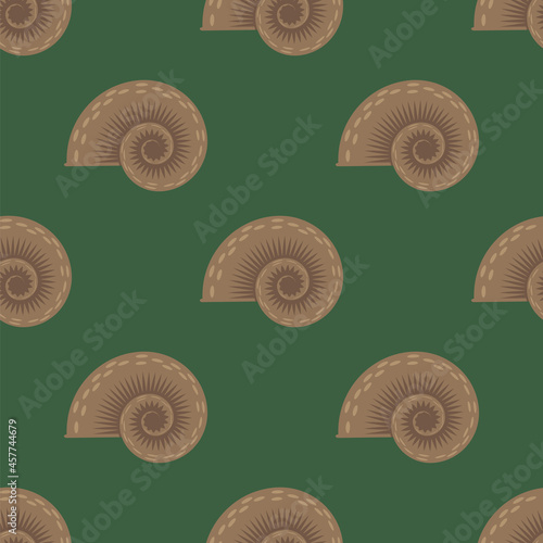 Animal Icon. Snail Logo Isolated on Green Background. Seamless Pattern