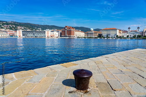 view of the city from molo audace pier in Trieste with beautiful buildings photo