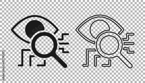 Black Eye scan icon isolated on transparent background. Retinal scan. Scanning eye. Security check symbol. Cyber eye sign. Vector