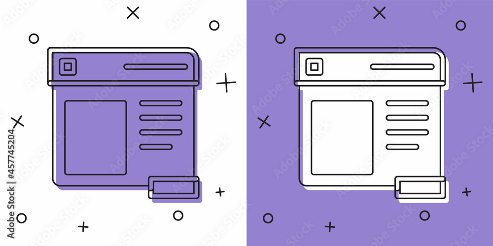 Set Browser window icon isolated on white and purple background. Vector Set Browser window icon isolated on white and purple background. Vector