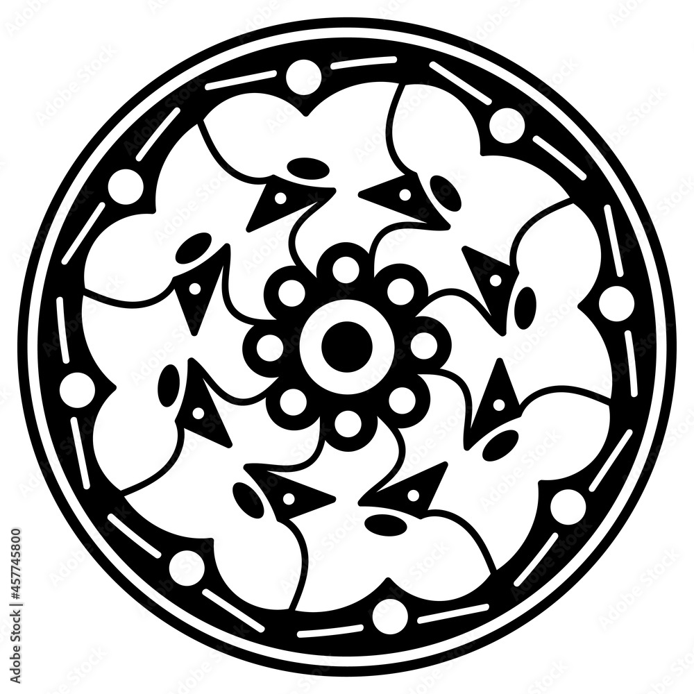 Mandala for coloring book, Indian motifs