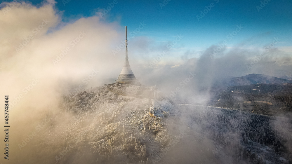 Fototapeta premium fog over the mountains - Ještěd