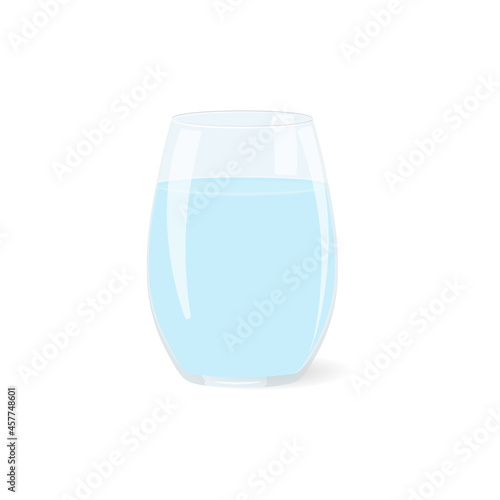 A glass of water. Glass with blue liquid.