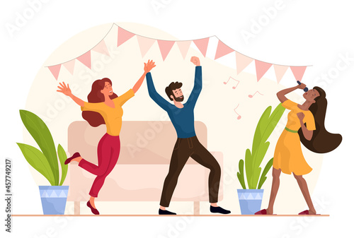 Happy dancing people concept