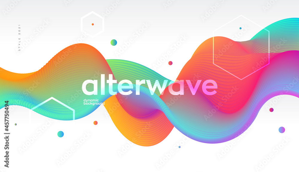 Colorful emitted particles dynamic wavy element. Colorful emitted particles dynamic wavy element.