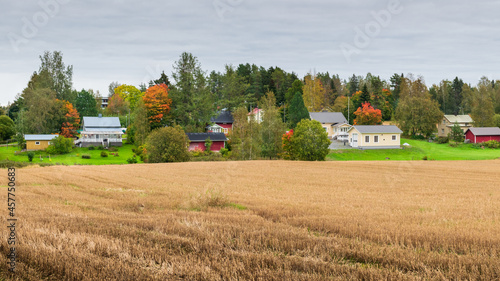 Autumn morning in Finnish countryside photo