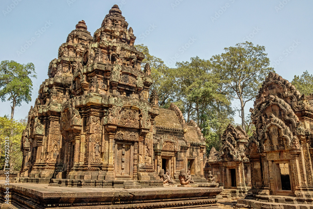 old ruins of Banteay Srei temple at Angkor city, Cambodia old ruins of Banteay Srei temple at Angkor city, Cambodia