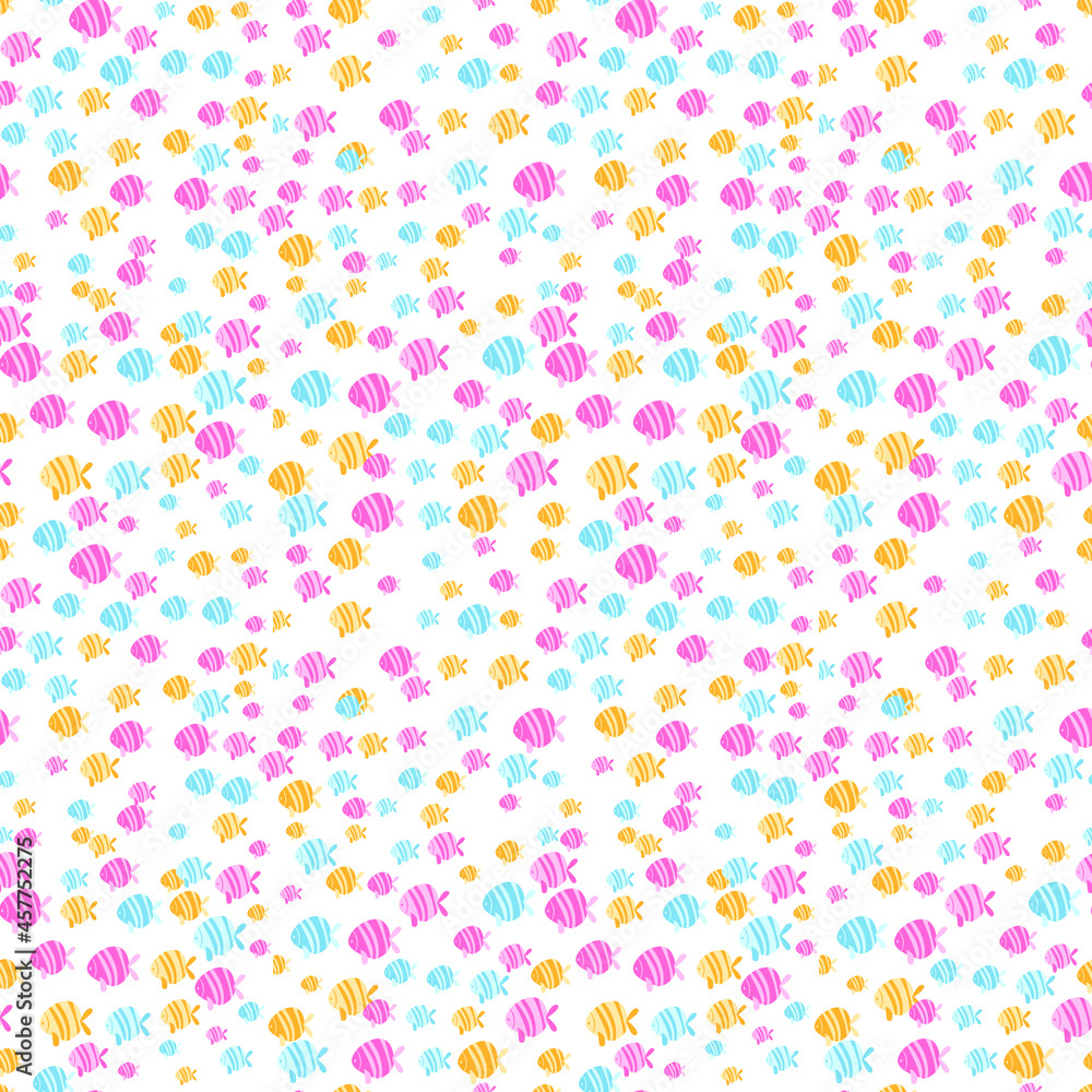 little tropical fish pastel colors seamless pattern on white background little tropical fish pastel colors seamless pattern on white background