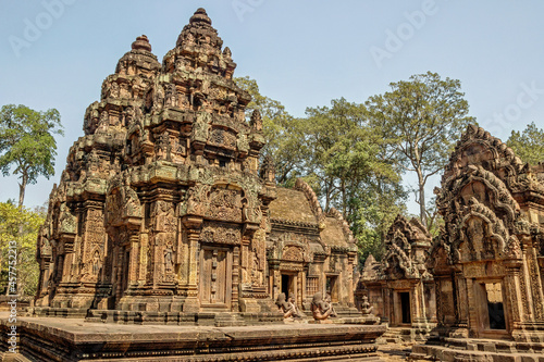 old ruins of Banteay Srei temple at Angkor city  Cambodia 