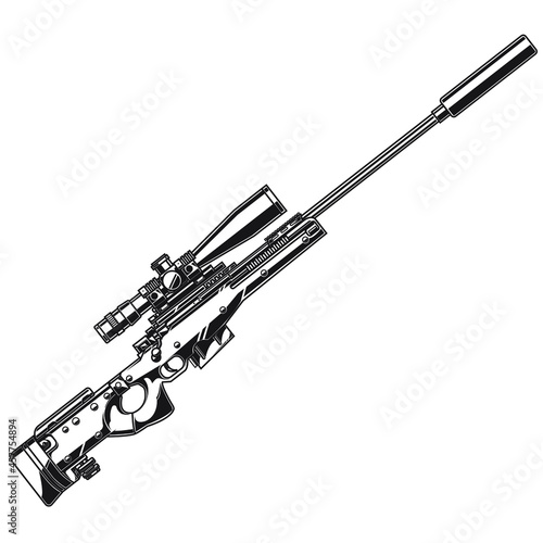 design vector gun awm black and white