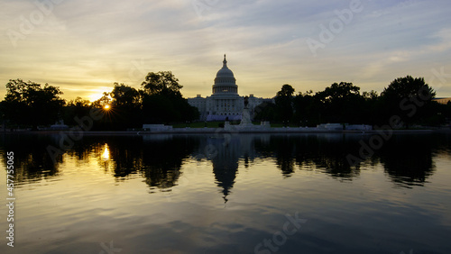 The US Capitol Reflecting Pool at Sunrise in the Covid 19 Pandemic Wide Shot © Matthew