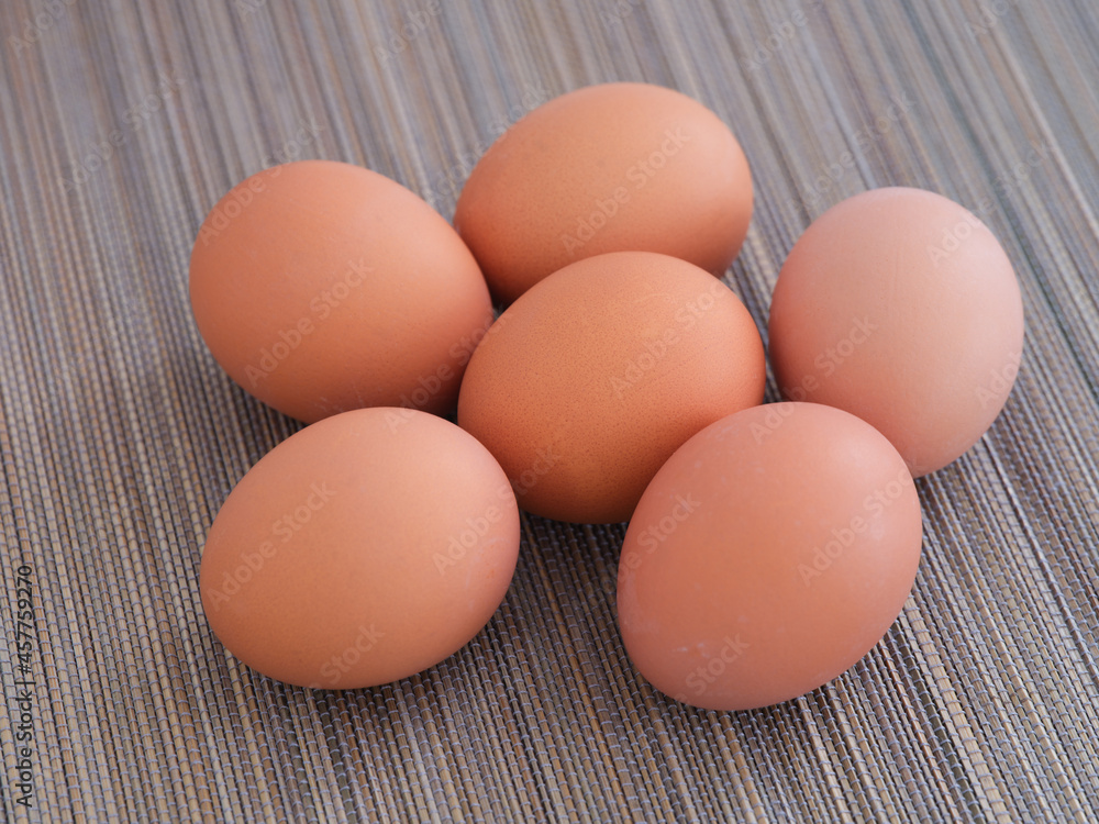 Hard boiled eggs on a mat. Close up. Hard boiled eggs on a mat. Close up.