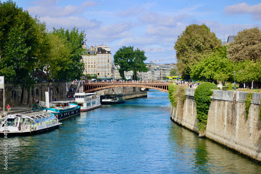 River boats on the Seine River in Paris