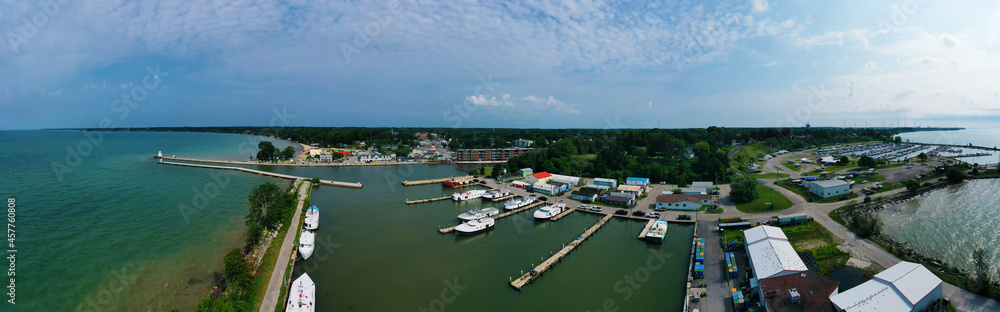 Aerial panorama view of Port Dover, Ontario, Canada