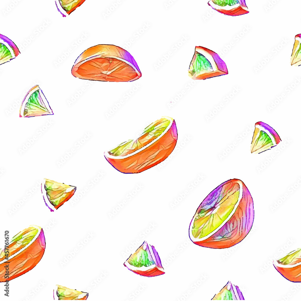 Fruit pattern isolated on a white background. Orange slices vector. Sliced citrus. Fruit pattern isolated on a white background. Orange slices vector. Sliced citrus.