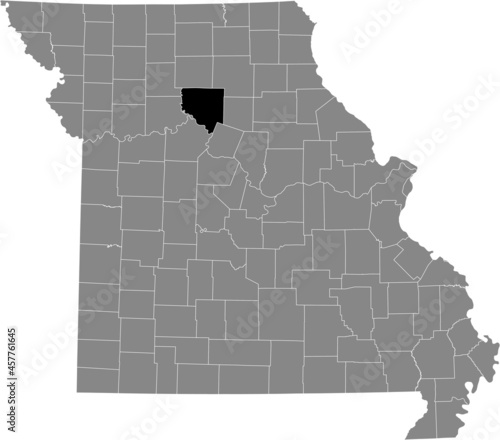 Black highlighted location map of the Chariton County inside gray map of the Federal State of Missouri, USA photo