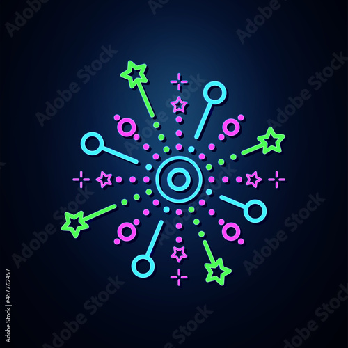 Neon firework-explosion icon that looks clear. Neon line Festive explosion icon set. Festival and event icon set. Neon icon set.