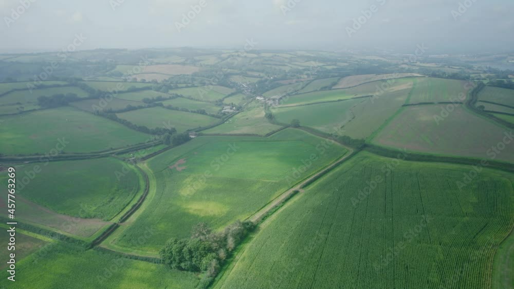 Villages and Fields from a drone, Devon, England, Europe Villages and Fields from a drone, Devon, England, Europe