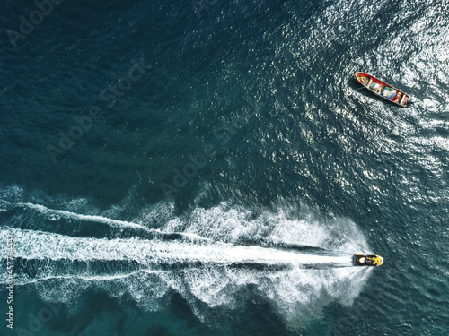 Caribbean jet ski aerial drone sea