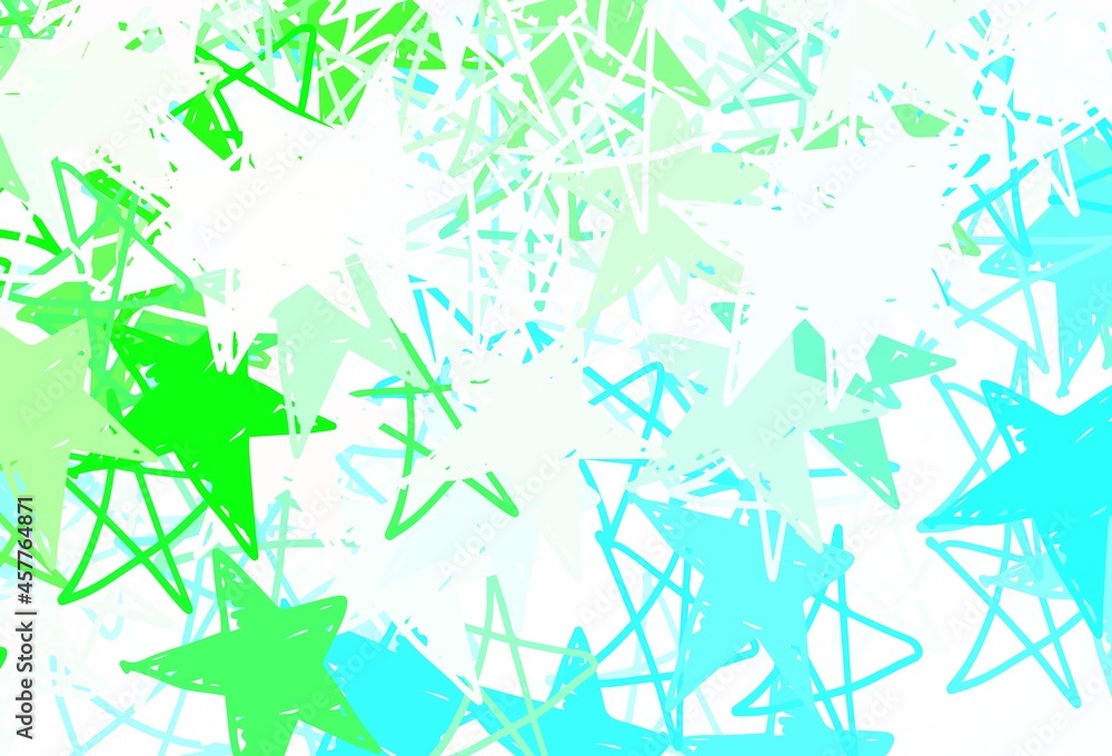 Fototapeta premium Light Green vector background with colored stars.