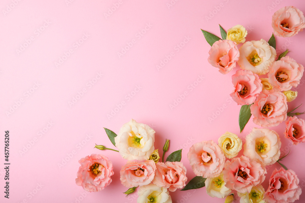 beautiful flower arrangement on a colored background with place for text. 