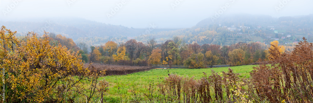 Water dam in Solina during an autumn morning, Solina, Bieszczady Mountains Water dam in Solina during an autumn morning, Solina, Bieszczady Mountains