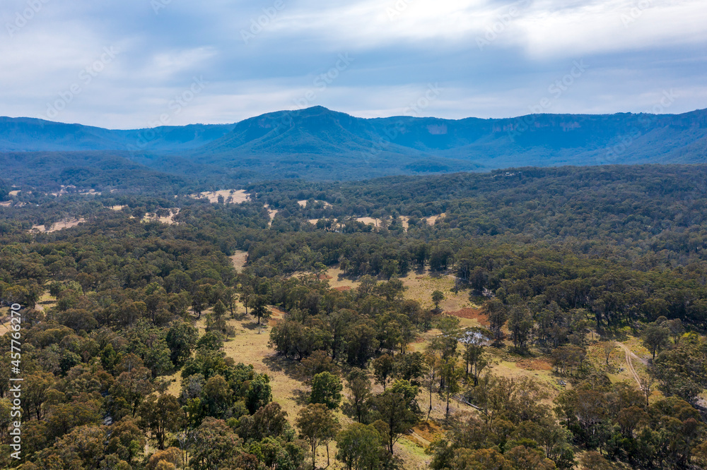 Drone aerial photograph of Megalong Valley in the Blue Mountains
