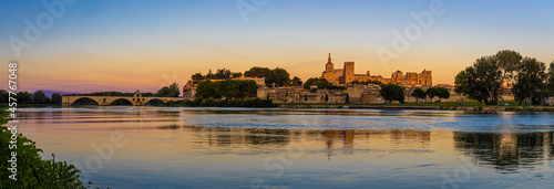 The sunset view of Avignon, a city in southeastern France’s Provence region photo
