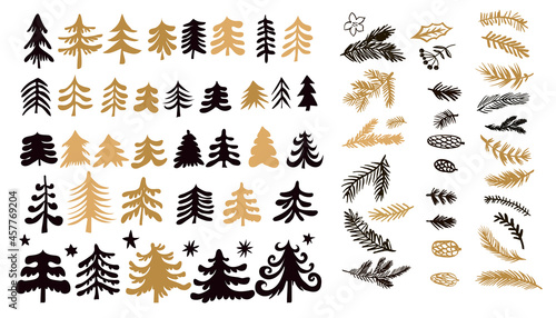 Christmas trees and elements set 1