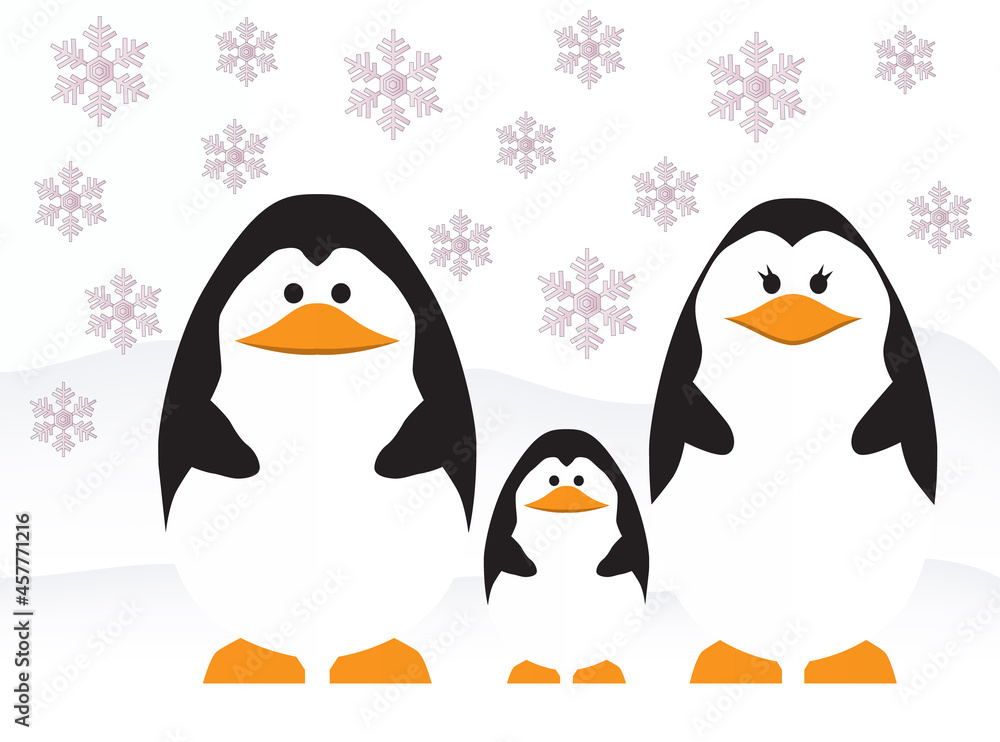 Fototapeta premium penguins on the snow