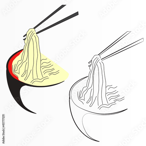 Illustration of delicious ready-to-eat noodle logo