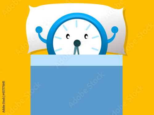 clock lying on the bed representing the concept of sleeping