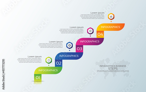 Presentation business infographic template colorful with 4 step