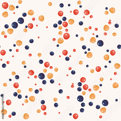 Fototapeta Naklejka Na Ścianę i Meble -  Doodle Dots Seamless Pattern. Sketchy Hand Drawn graphic print. Red, yellow and blue dotted background. Vector illustration.