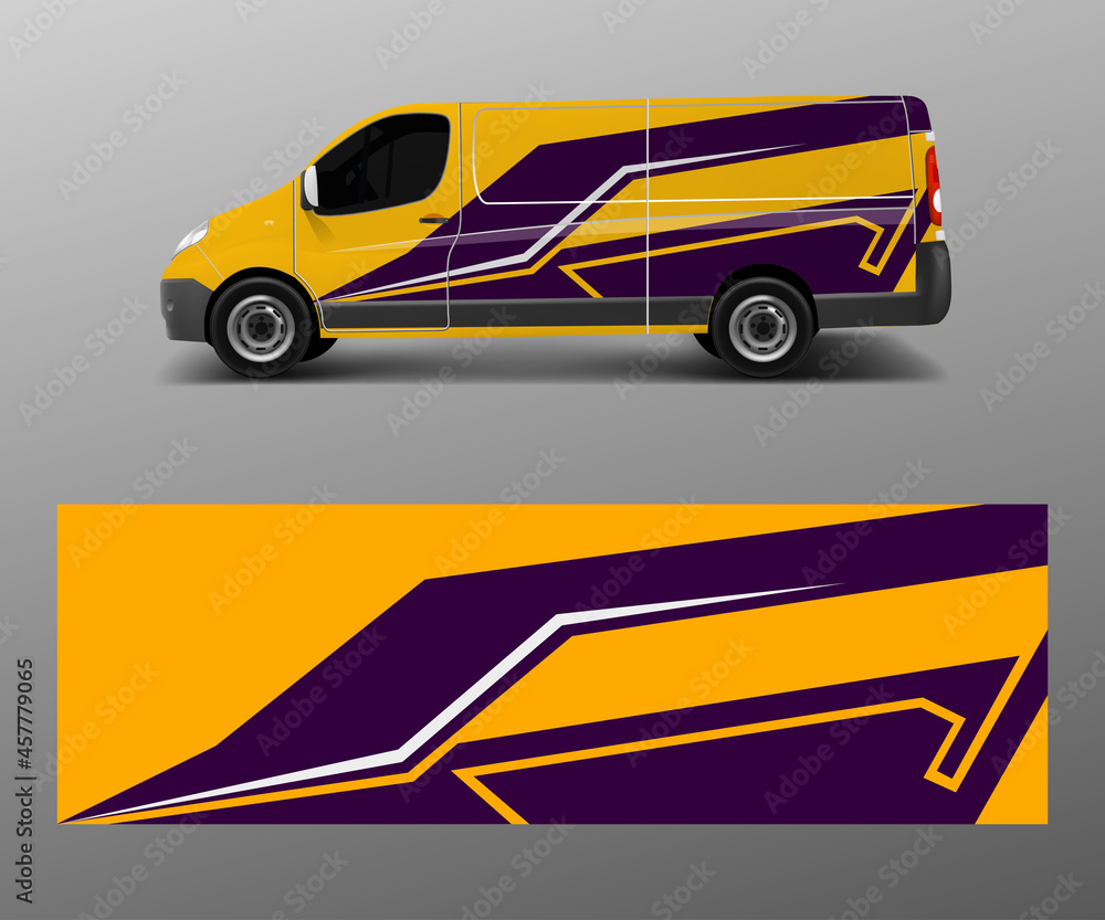 Cargo van decal with green wave shapes , truck and car wrap vector, Graphic abstract stripe designs for wrap branding vehicle Cargo van decal with green wave shapes , truck and car wrap vector, Graphic abstract stripe designs for wrap branding vehicle