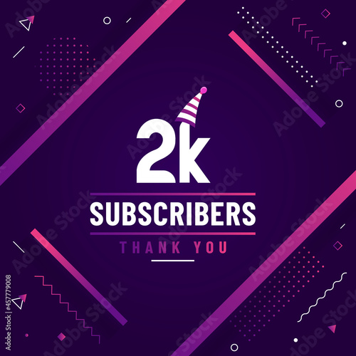 Thank you 2K subscribers, 2000 subscribers celebration modern colorful design.