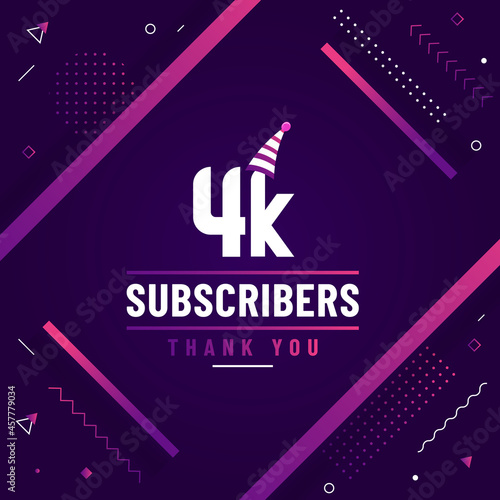 Thank you 4K subscribers, 4000 subscribers celebration modern colorful design.