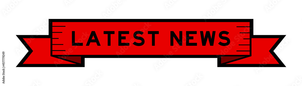 Ribbon label banner with word latest news in red color on white background Ribbon label banner with word latest news in red color on white background